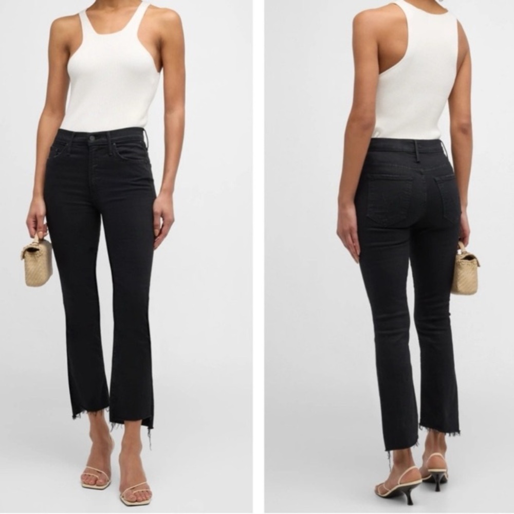 MOTHER The Hustler Ankle Fray black denim jeans Encounters At Night size 28